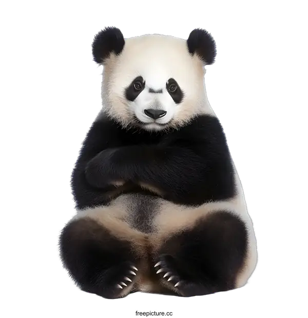 [Transparent Background PNG]Cute Panda Bear Sitting on White Background