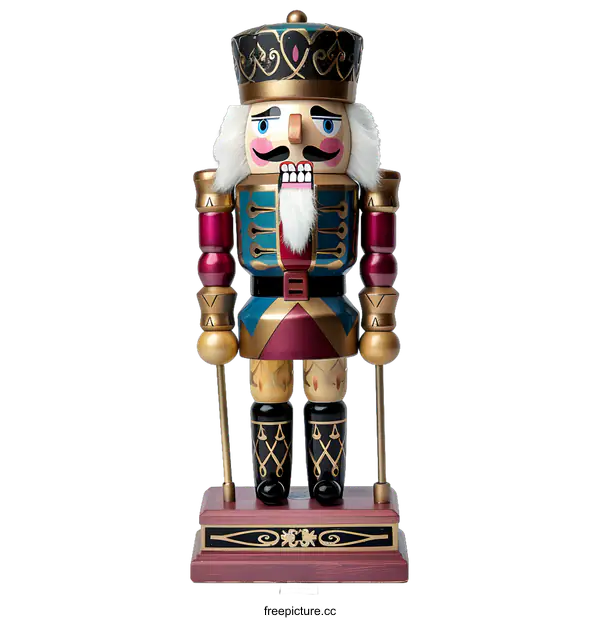 [Transparent Background PNG]Traditional Hand Painted Wooden Nutcracker Soldier Toy