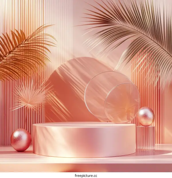 Pink Minimalist Product Display with Tropical Vibes