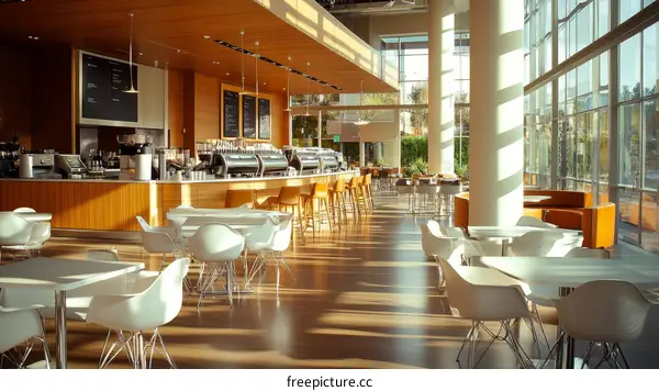 Modern Cafe Interior Design with Natural Light