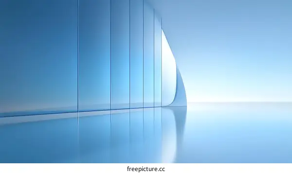 Modern Empty Blue Glass Interior Design