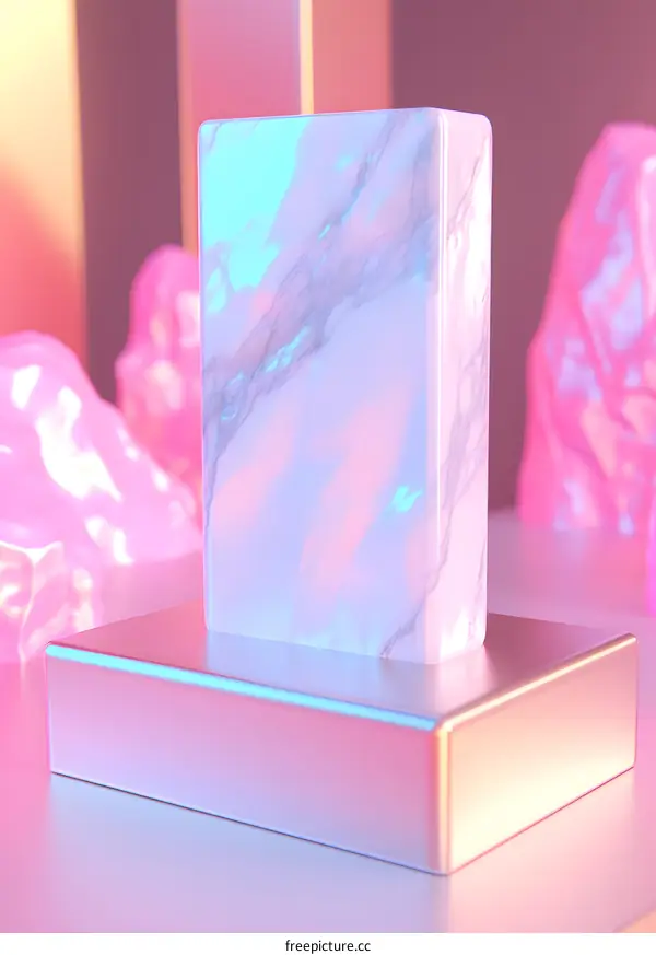 Marble Texture On Pink And Blue Background