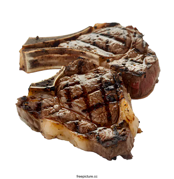 [Transparent Background PNG]Two Grilled Steaks on White Background