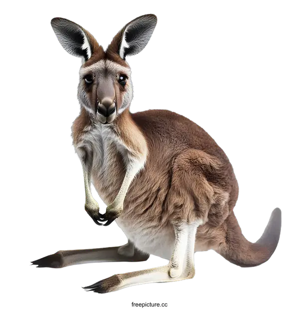 [Transparent Background PNG]Red Kangaroo Sitting on White Background