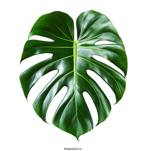 [Transparent Background PNG]Close Up Monstera Leaf Detail