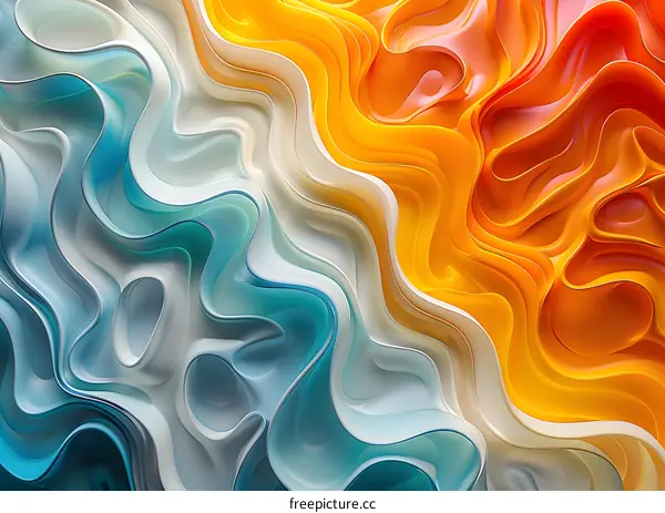 Colorful Flowing Surface in 3D Rendering