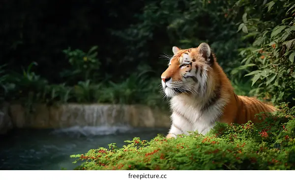 Majestic Tiger in Lush Jungle