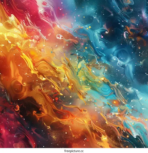 Abstract painting with vibrant colors and a sense of movement