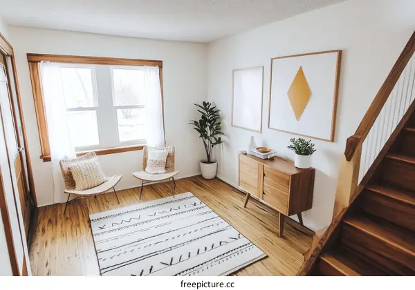 Cozy Modern Entryway with Wooden Flooring and Stylish Decor