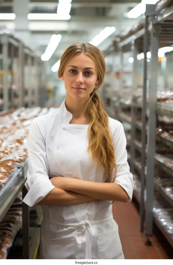 Portrait of a female baker in a commercial kitchen