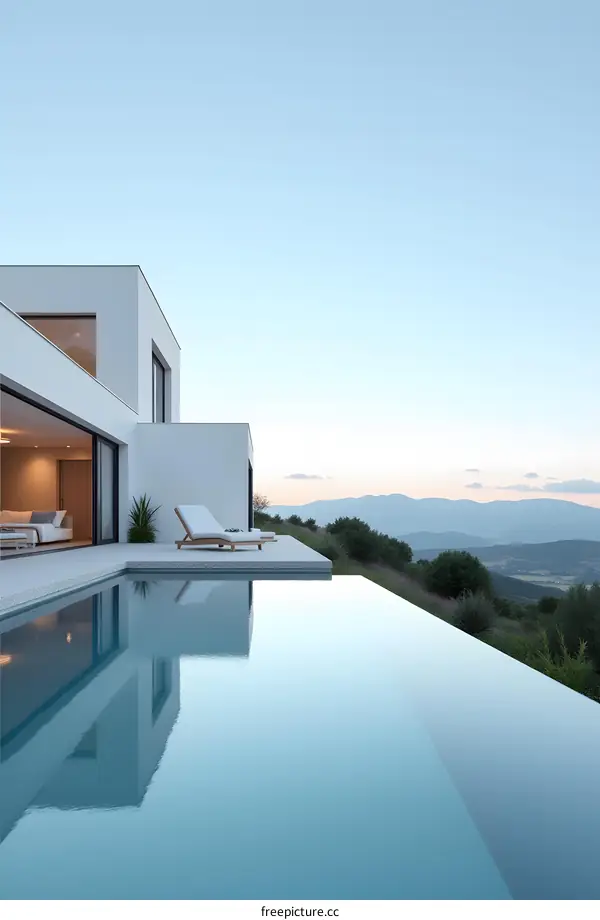 Modern Minimalist House With Infinity Pool And Mountain View