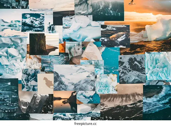 Icebergs, Mountains and Ocean Collage