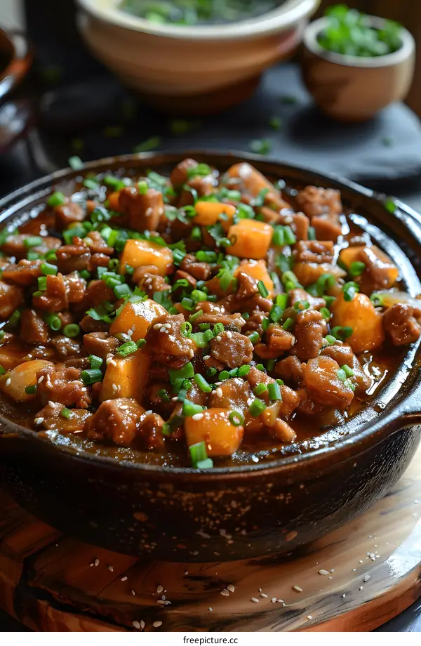 A delicious dish of braised chicken with potatoes