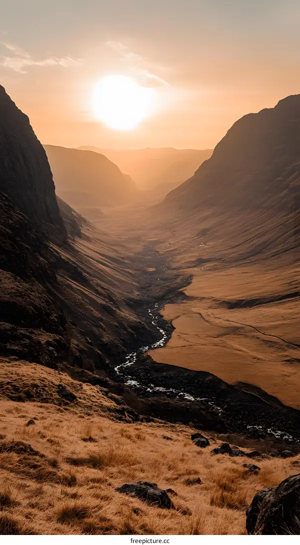 Golden Hour Mountain Valley Landscape