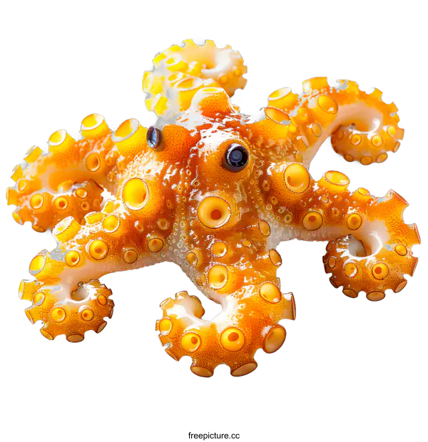 [Transparent Background PNG]Golden Octopus on White Background