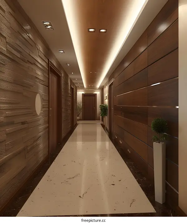 Modern Interior Design Hallway With Wood Panel Walls