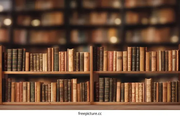 Vintage Bookshelf Display in a Library Setting
