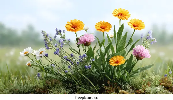Colorful Wildflowers in a Meadow