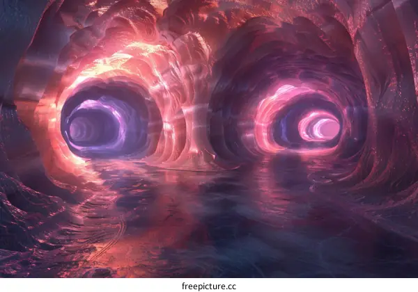 Mystical Pink Water Caves: A Surreal Underground Journey