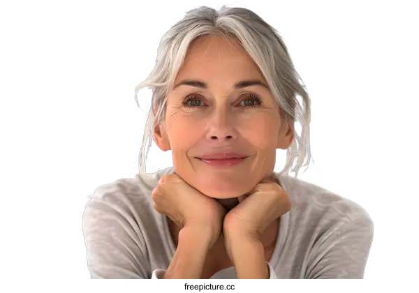 [Transparent Background PNG]portrait of a beautiful senior woman smiling