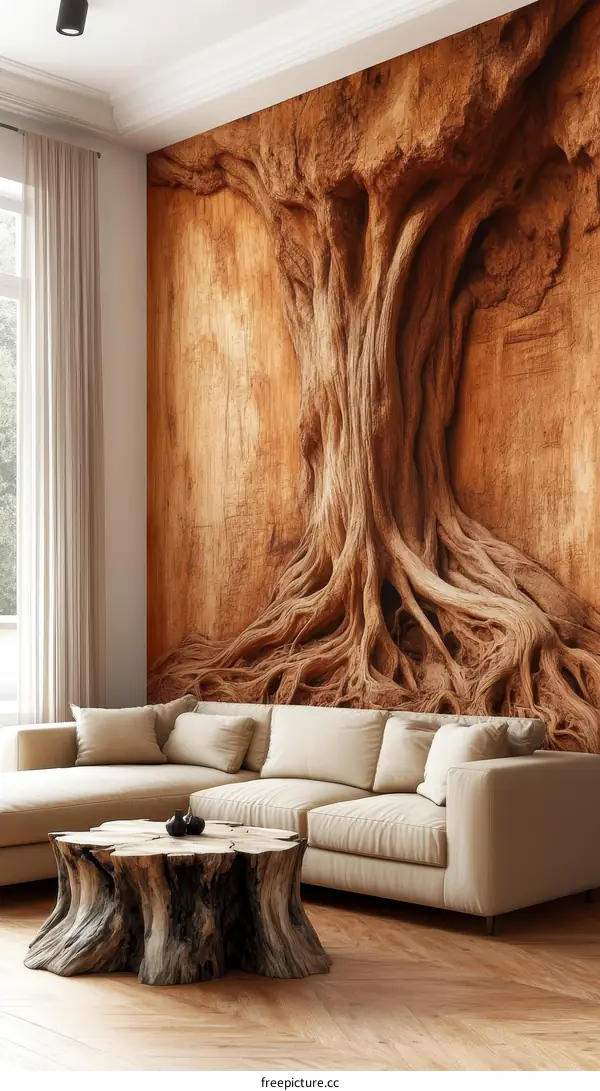 Large Wall Mural of Intricate Tree Roots