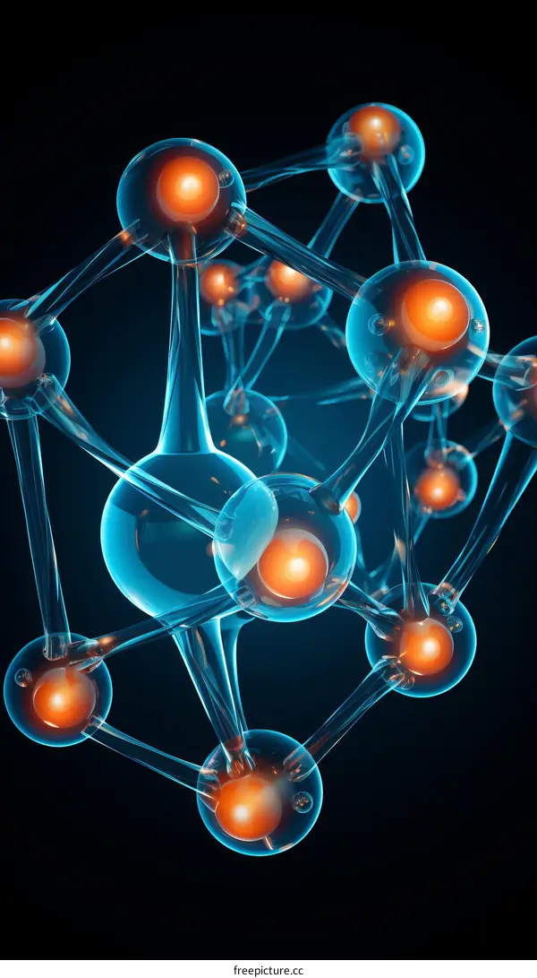 Blue and orange glowing molecular structure
