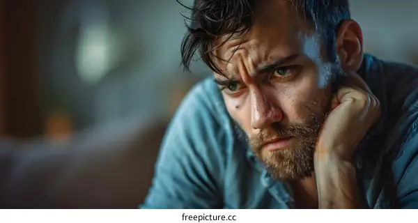 Portrait of a man with a beard looking away