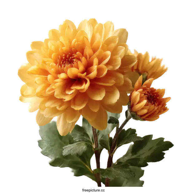 [Transparent Background PNG]Close Up of Orange Chrysanthemum Flowers
