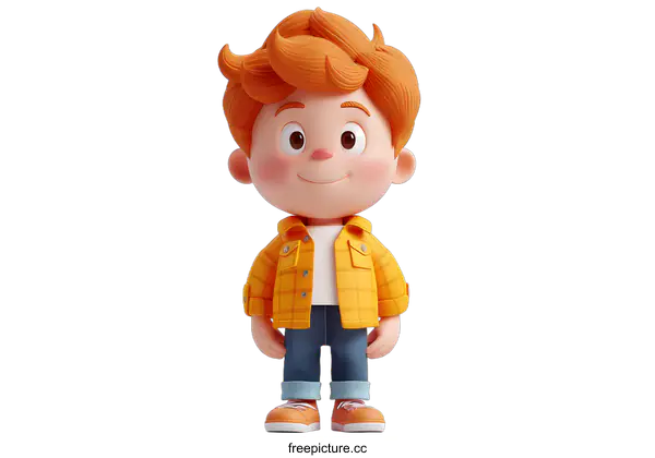 [Transparent Background PNG]Cute Cartoon Boy Illustration with White Background