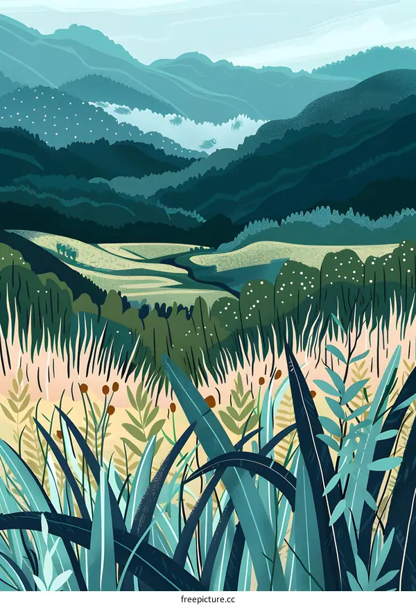 Mountain Range Landscape Illustration