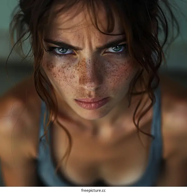 Close Up Portrait of a Woman with Freckles