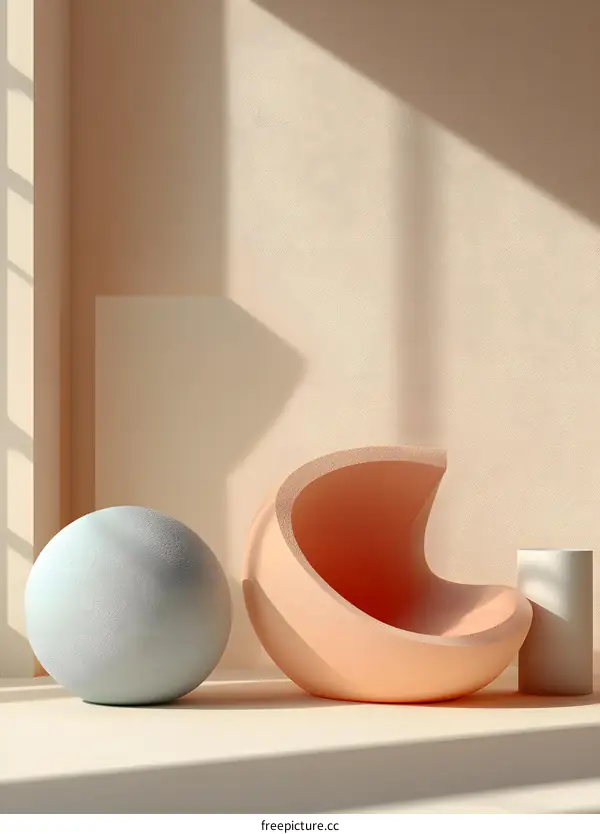 Minimalist 3D Geometric Shapes and Light Shadow