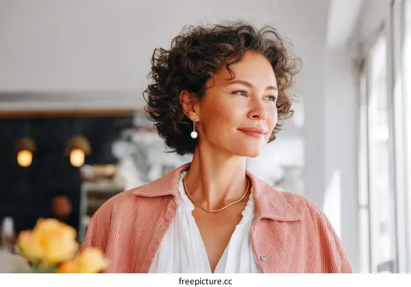 Woman Contemplating in a Cafe Setting