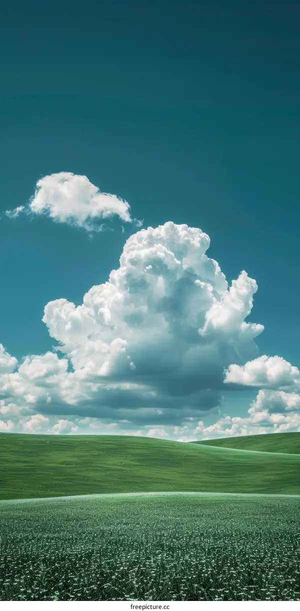 Azure Skies over Serene Meadow