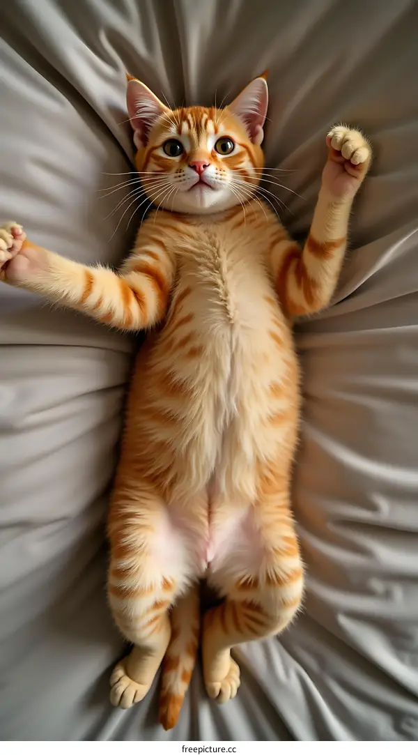 Orange Tabby Cat Lying on its Back