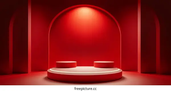 Red Stage Scene for Product Display