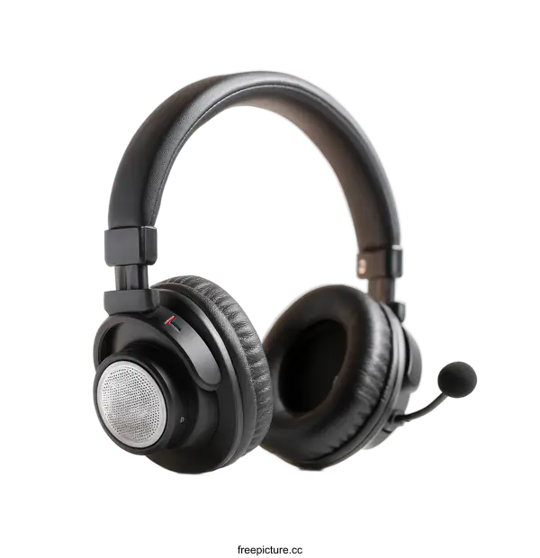 [Transparent Background PNG]Black Over-Ear Headphones with Microphone