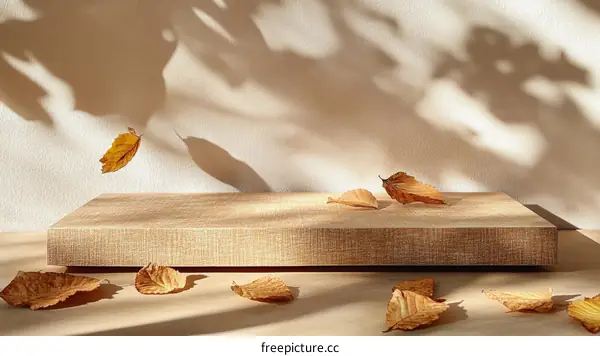 Autumnal Display Platform with Falling Leaves