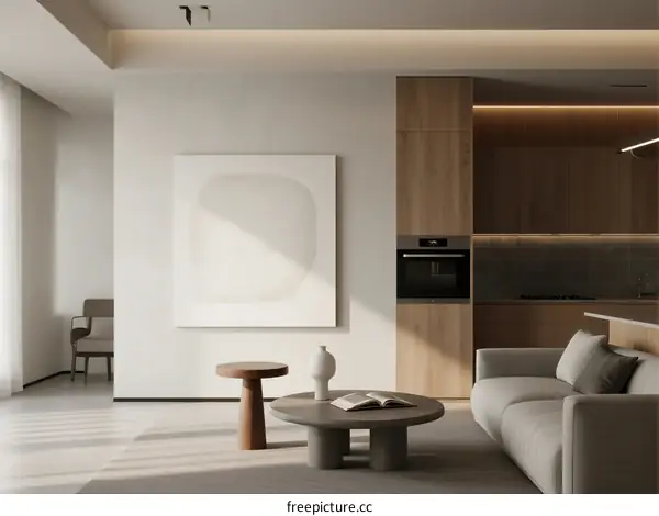 Modern Living Room with Neutral Tones and Minimalist Design