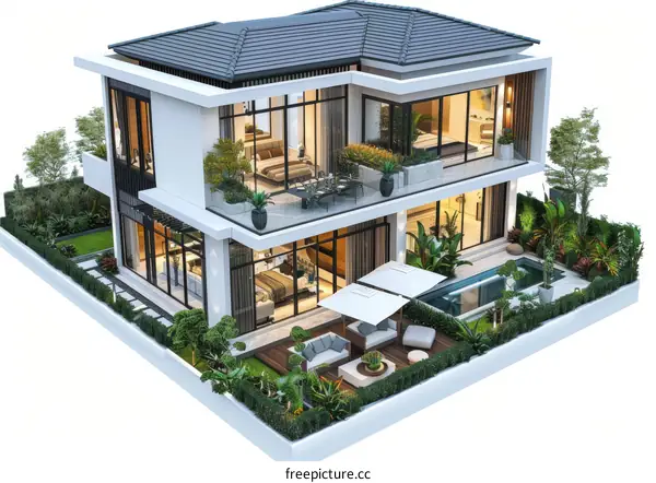 Modern Villa with Courtyard and Pool