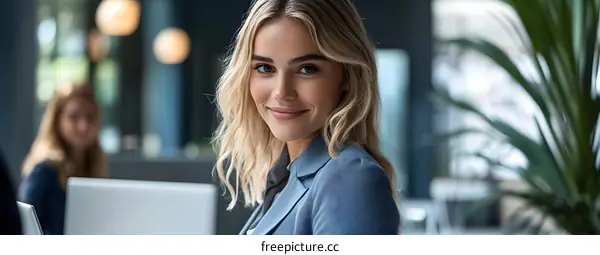 Smiling Business Woman In Office