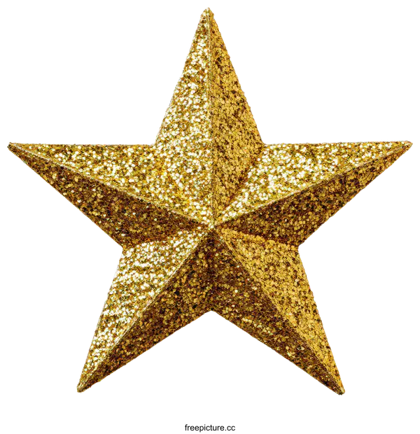 [Transparent Background PNG]Golden Glitter Star Decoration