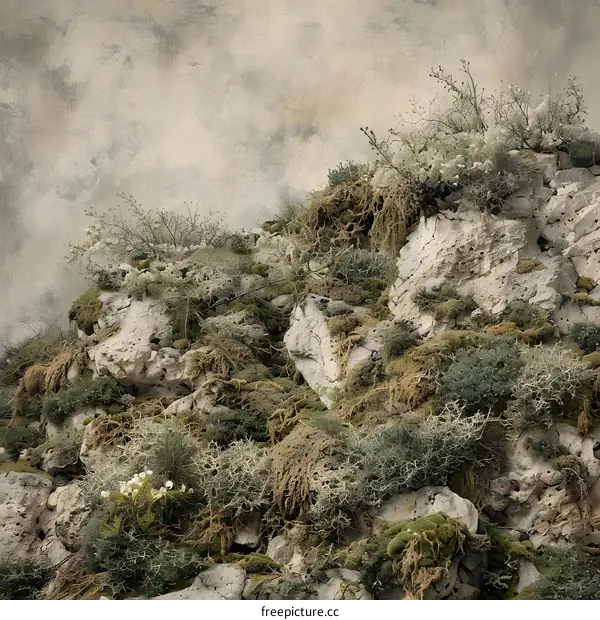 Stone and Moss Texture Background