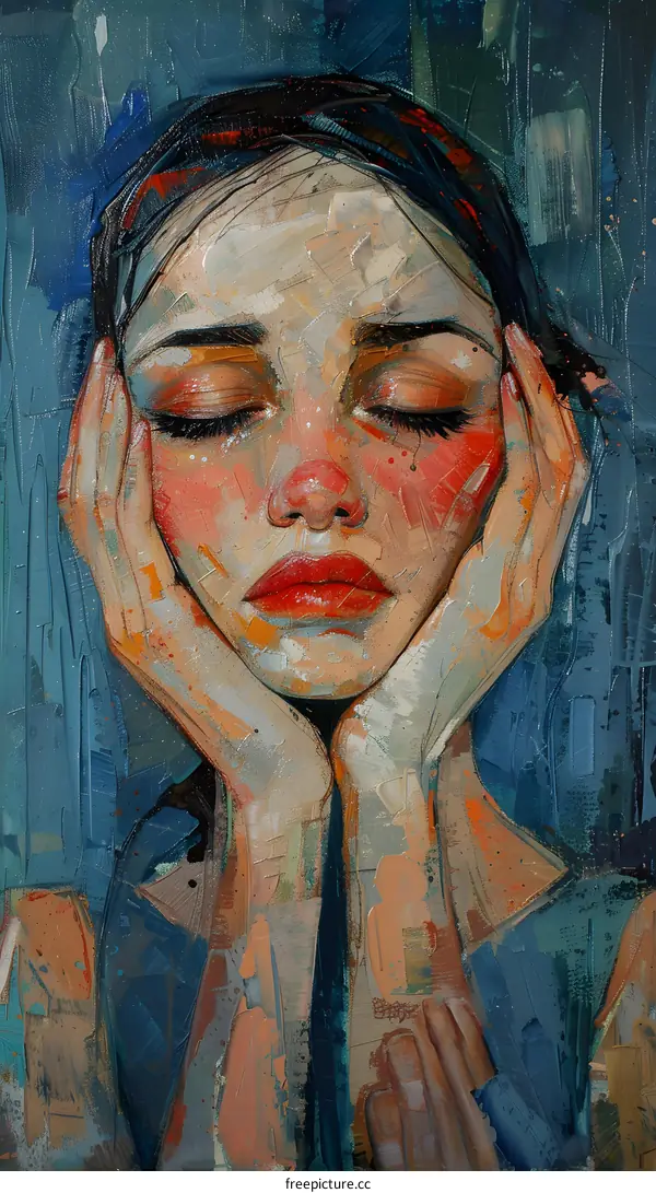 A woman with her hands on her face