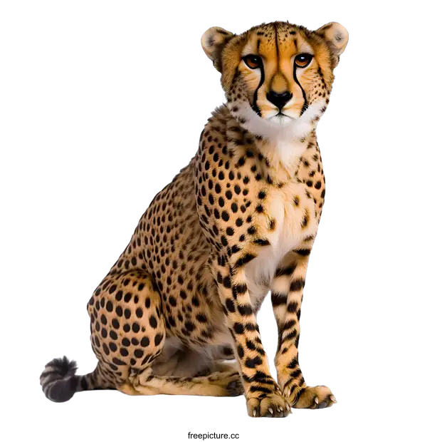 [Transparent Background PNG]Cheetah Sitting on White Background