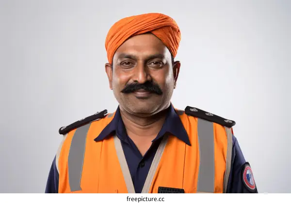 Portrait of a smiling Sikh man wearing a turban