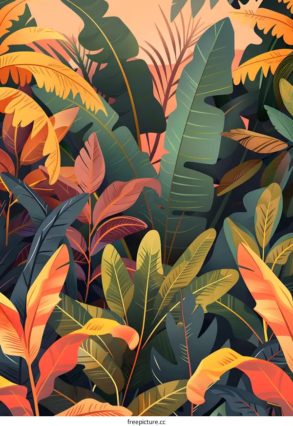 Tropical Leaves Pattern Illustration