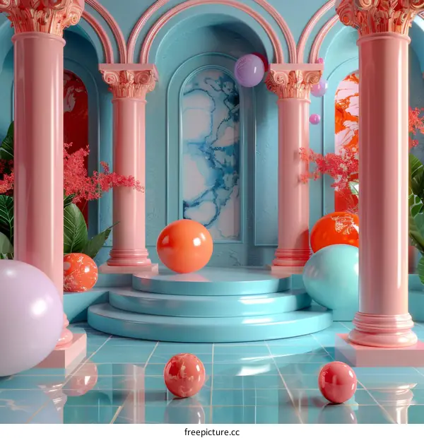 Pink and blue pastel surrealism