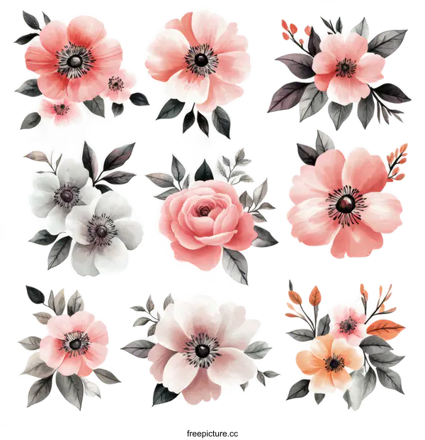 [Transparent Background PNG]Elegant Floral Arrangement Set