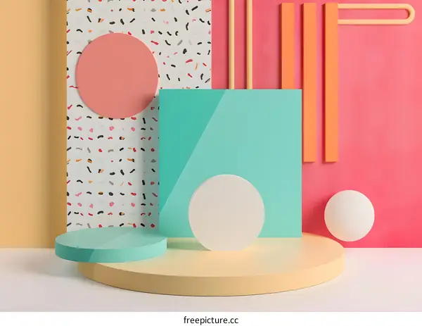 Abstract Geometric Shapes Colorful Background